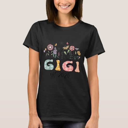 Promoted To Gigi Est. 2026 Wildflower Family Match T-shirt (Voorkant)