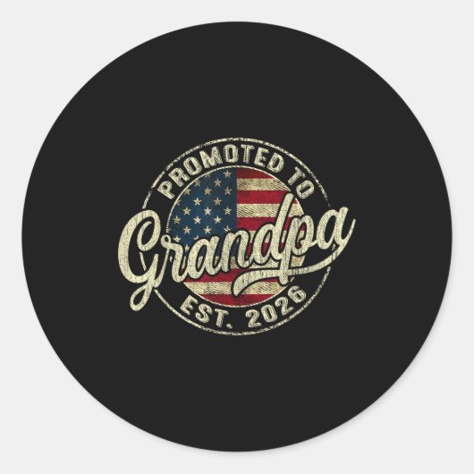 Promoted To Grandpa 2026 Expecting Baby Usa Flag G Ronde Sticker (Voorkant)