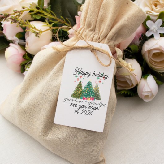 Promoted to Grandparents Christmas tree  Cadeaulabel