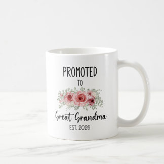 Promoted To Great Grandma Est 2026 Flowers Baby Koffiemok