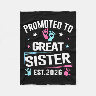 Promoted To Great Sister Est 2026 Pregnancy Announ Fleece Deken