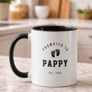 Promoted to Pappy Mug New Grandpa Gift