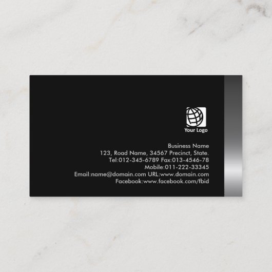 Promoteur de concert Bold Dark Chrome Carte de vis (Dos)