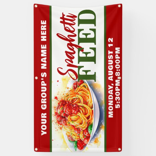 Promotie Aangepaste Spaghetti Feed Fundraiser Spandoek (Verticaal)