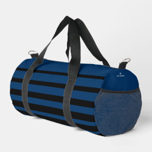 Promotie Bedrijf Logo Naam Gestreept Blauw Zwart Plunjezak