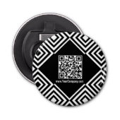 Promotie Bedrijfswebsite QR-code Zwart & Wit Button Flesopener (Voorkant)