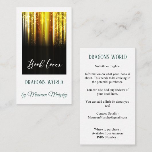 Promotie-Bladwijzer Hoesje voor auteur Book Informatiekaartje (Voorkant / Achterkant)