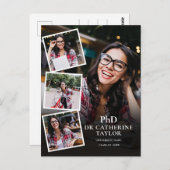 Promotie diploma 4 foto diploma-uitnodiging briefkaart (Voorkant / Achterkant)