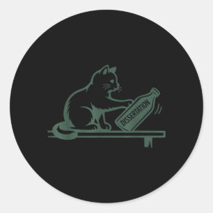 Promotie Grappige Dissertatie Humor Kat Ronde Sticker
