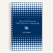 Promotie Halftoon Blauw Wit Small Business Notitieboek (Voorkant)