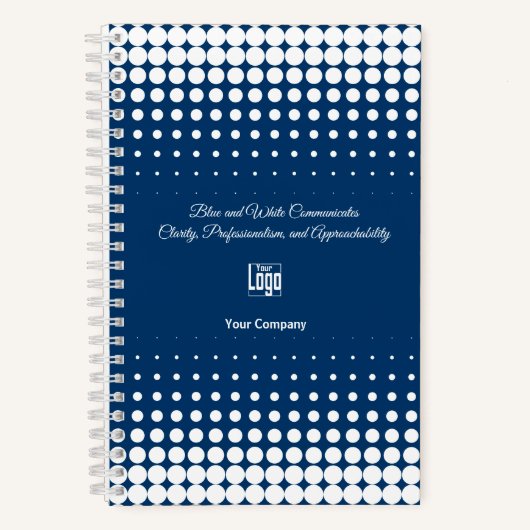 Promotie Halftoon Blauw Wit Small Business Notitieboek (Voorkant)