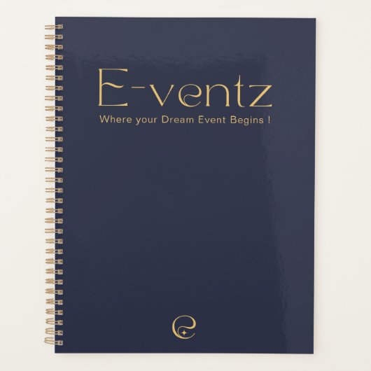 Promotie Navy Blue & Gold Logo Marketing Planner (Voorkant)