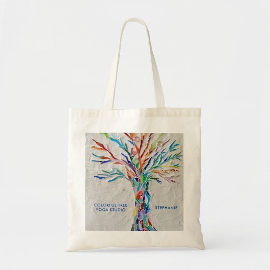 Promotie voor kleurrijke structuur Yoga Studio aan Tote Bag (Voorkant)