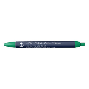 Promotie voor Navy Blue Nautical BnB-huurronde Zwarte Inkt Pen