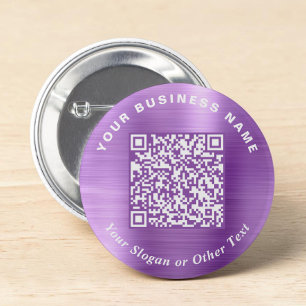 Promotie Zakelijke QR-code Paarse Speld Ronde Button 5,7 Cm