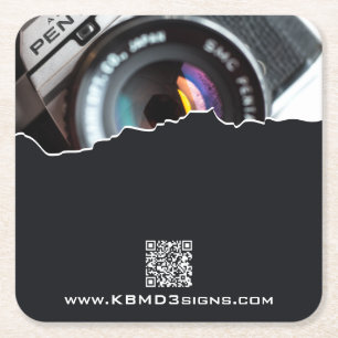 Promotie zwarte-inktpapiertas voor fotograaf vierkante kartonnen onderzetter