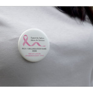 Promotieartikel voor borstkankerevenement ronde button 5,7 cm
