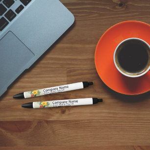 Promotiebedrijfslogo en tekstsjabloon zwarte inkt pen