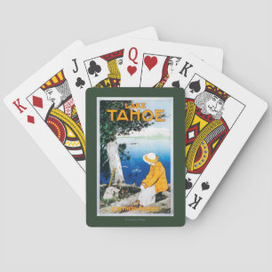 Promotieposter meer op het Tahoe-meer, CA Pokerkaarten