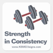 Promotional Gym Dumbbell Strength in Consistency Vierkante Sticker (Voorkant)