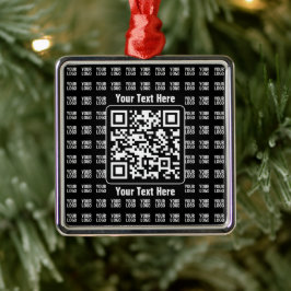 Promotional QR code (editable) plus Logo Pattern Metalen Ornament