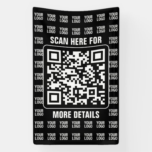 Promotional QR code (editable) plus Logo Pattern Spandoek (Verticaal)