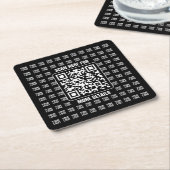 Promotional QR code (editable) plus Logo Pattern Vierkante Kartonnen Onderzetter (Schuin)