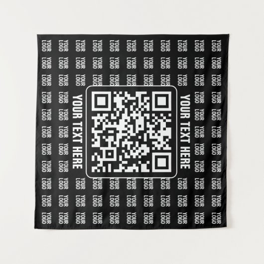 Promotional QR code (editable) plus Logo Pattern Wandkleed (Voorkant (horizontaal))