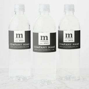 Promotioneel Zakelijk Bedrijfslogo Monogram Eenvou Waterfles Etiket