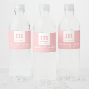 Promotioneel Zakelijk Bedrijfslogo Monogram Roze Waterfles Etiket