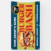 Promotionele aangepaste Burger Bash Fondsenwerving Spandoek (Verticaal)