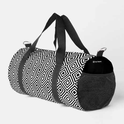 Promotionele Bedrijf Logo Naam Zwart & Wit Plunjezak (Rechterhoek)