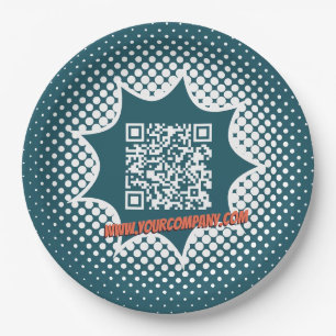 Promotionele blauwe QR-code schoonmaakservice Papieren Bordje