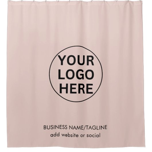 Promotionele Blush Pink Business Logo & Tekst Douchegordijn (Voorkant)