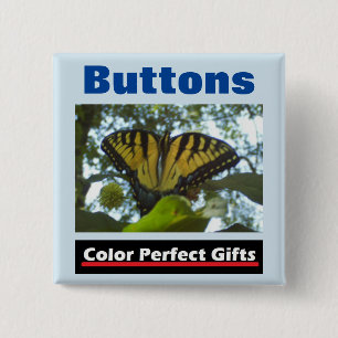 Promotionele gele monarch vierkante button 5,1 cm