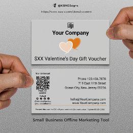 Promotionele Grijze Valentijnsdag Gift Voucher Kaa Visitekaartje