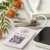 Promotionele Logo QR Code Roze Sleutelhanger (Voorkant Rechts)