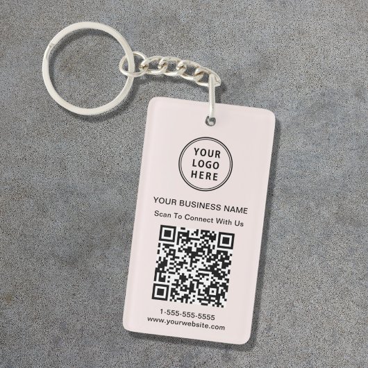 Promotionele Logo QR Code Roze Sleutelhanger