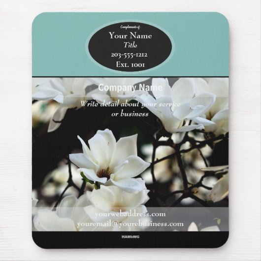 Promotionele Mousepad White Magnolia - HAMbyWG Muismat (Voorkant)