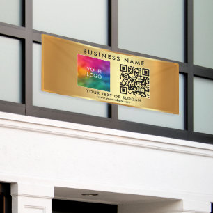 Promotionele QR Code Bedrijf Logo Naam Gold Outdoo Spandoek