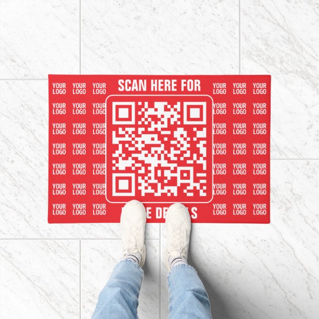 Promotionele QR-code (bewerkbaar) met Logo Pattern Deurmat (Binnen)