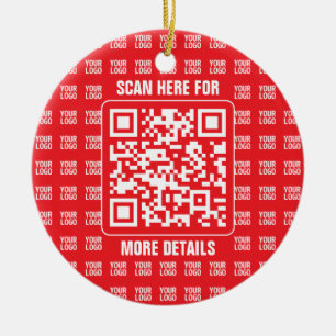 Promotionele QR-code (bewerkbaar) met Logo Pattern Keramisch Ornament