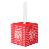 Promotionele QR-code (bewerkbaar) met Logo Pattern Kubus Ornament (Voorkant hoekig)