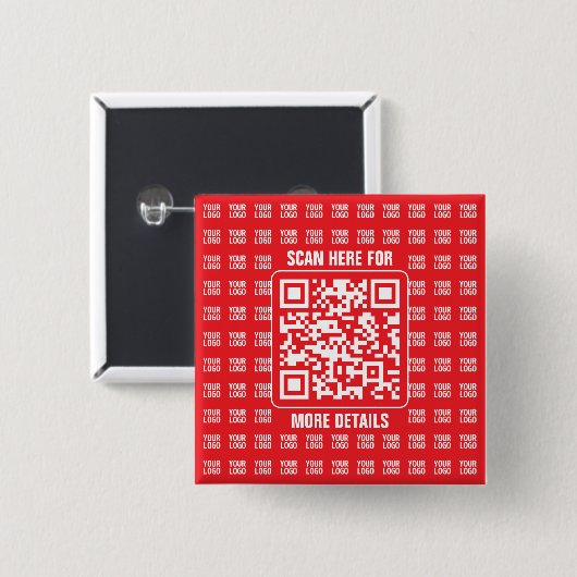 Promotionele QR-code (bewerkbaar) met Logo Pattern Vierkante Button 5,1 Cm (Voorkant /achterkant)