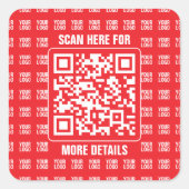 Promotionele QR-code (bewerkbaar) met Logo Pattern Vierkante Sticker (Voorkant)