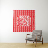 Promotionele QR-code (bewerkbaar) met Logo Pattern Wandkleed (In Situ (horizontaal))