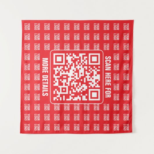 Promotionele QR-code (bewerkbaar) met Logo Pattern Wandkleed (Voorkant (horizontaal))