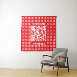 Promotionele QR-code (bewerkbaar) met Logo Pattern Wandkleed