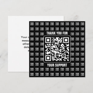 Promotionele QR-code (bewerkbaar) plus logo-patroo Bedankkaart