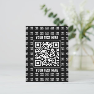 Promotionele QR-code (bewerkbaar) plus logo-patroo Briefkaart